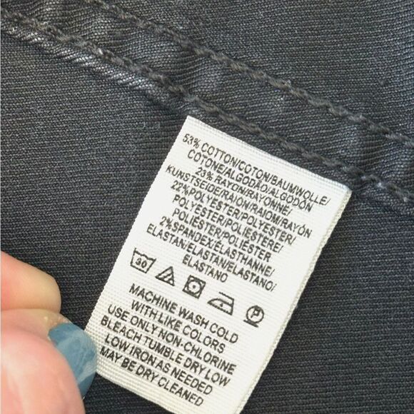 Free People Denim Mini Skirt Black High Waist Full Zip Side Slit Women’s Size 4 - Picture 6 of 6